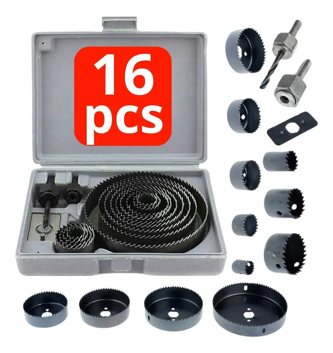  Kit Serra Copo Para Madeira, Gesso, Pvc, Plástico.16 Pecas