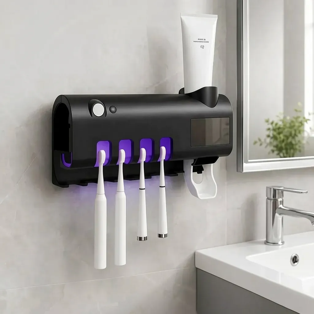 Suporte Parede Sem Perfuração Esterilizador Uv Escova Dente
