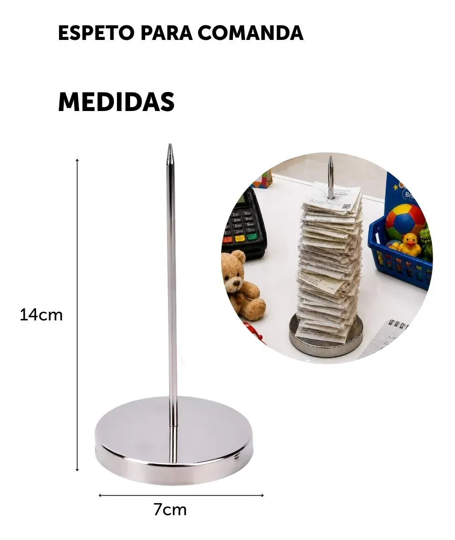 Porta-recibos Espeto Cromado Organizador De Comprovantes