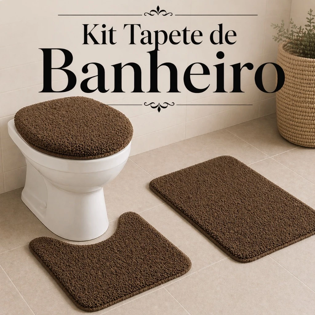 Kit Tapete Banheiro 3 Peças Preço Baixo 100 Algodão Antiderrapante Felpudo
