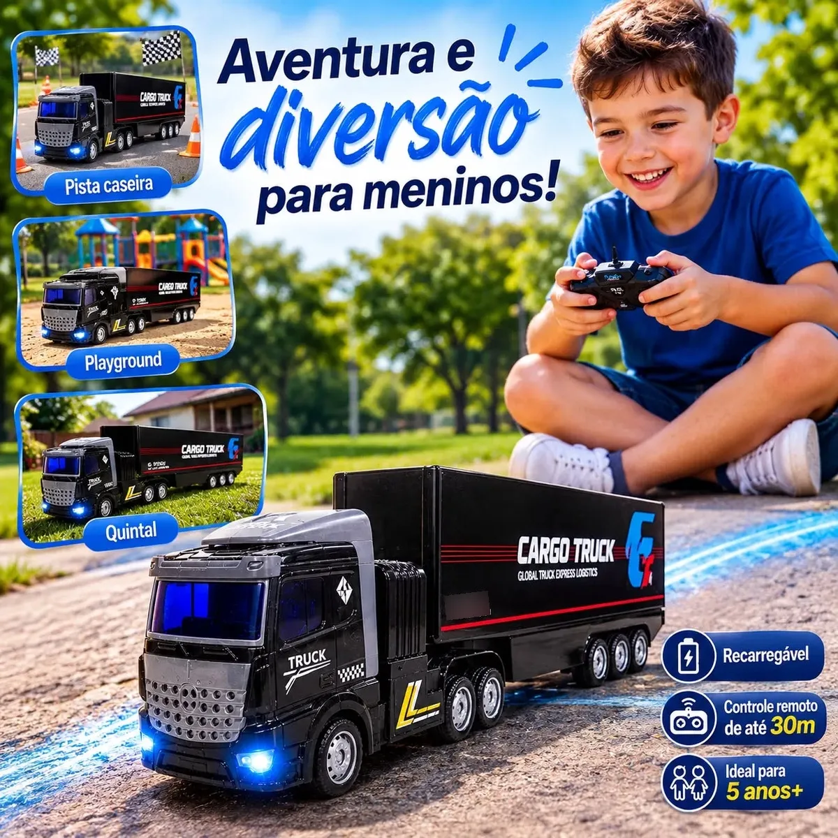Caminhão Controle Remoto Carreta Baú Articulada Infantil Rc