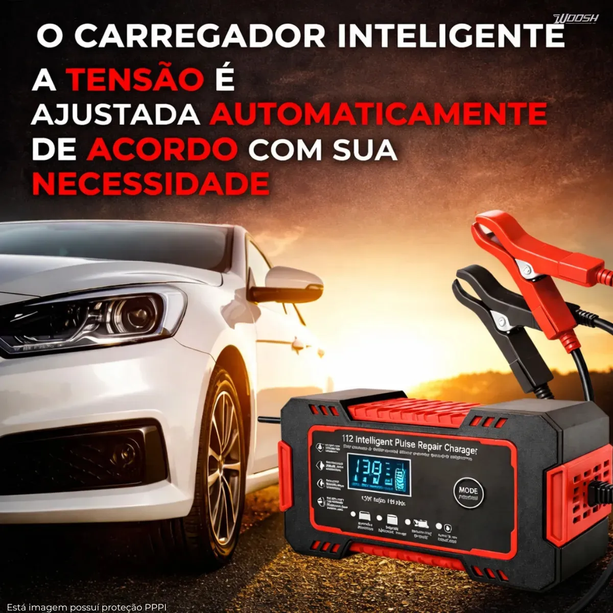 Carregador Inteligente de Bateria Automotiva 12v 6a Bivolt Recupera Baterias 4ah A 100ah Moto/Carro