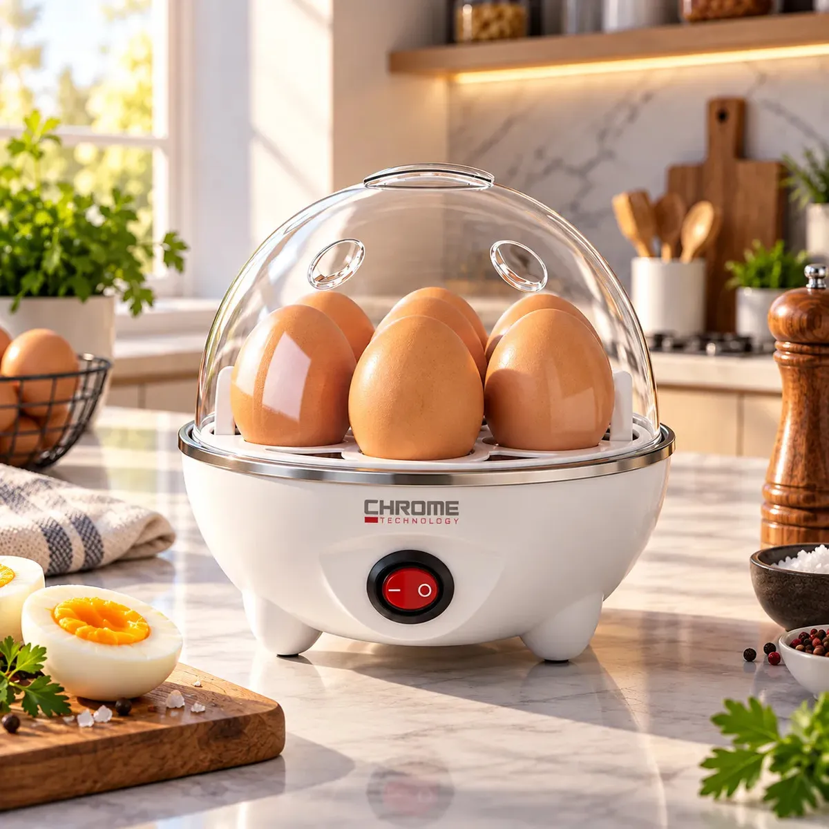 Cozedor De Ovos Automático Panela A Vapor Elétrica Legumes Elétrica Portátil Prático Rápido 7 Ovos Em 5min