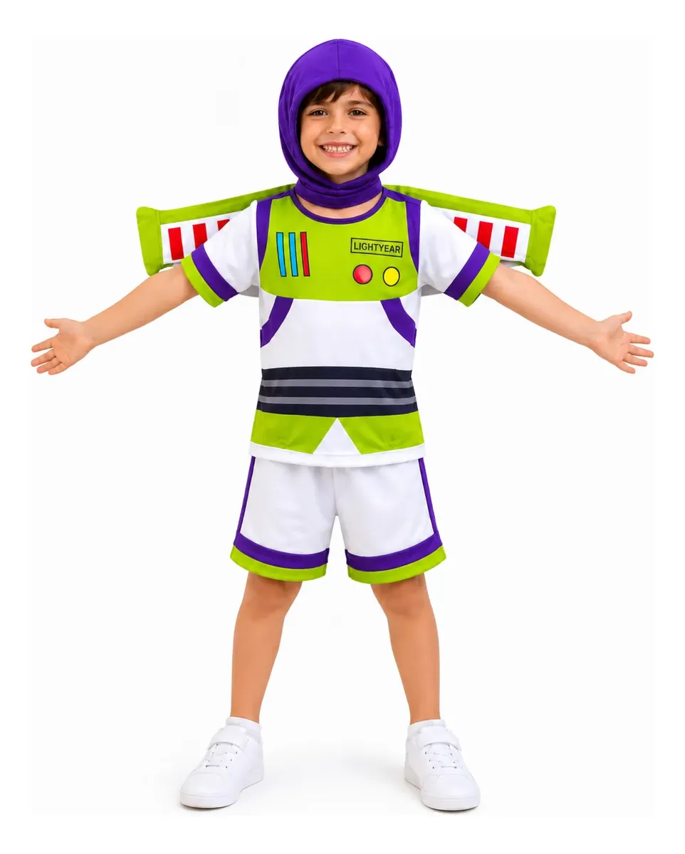 Fantasia Buzz Lightyear, Toy Story Curto Infantil Com Asa