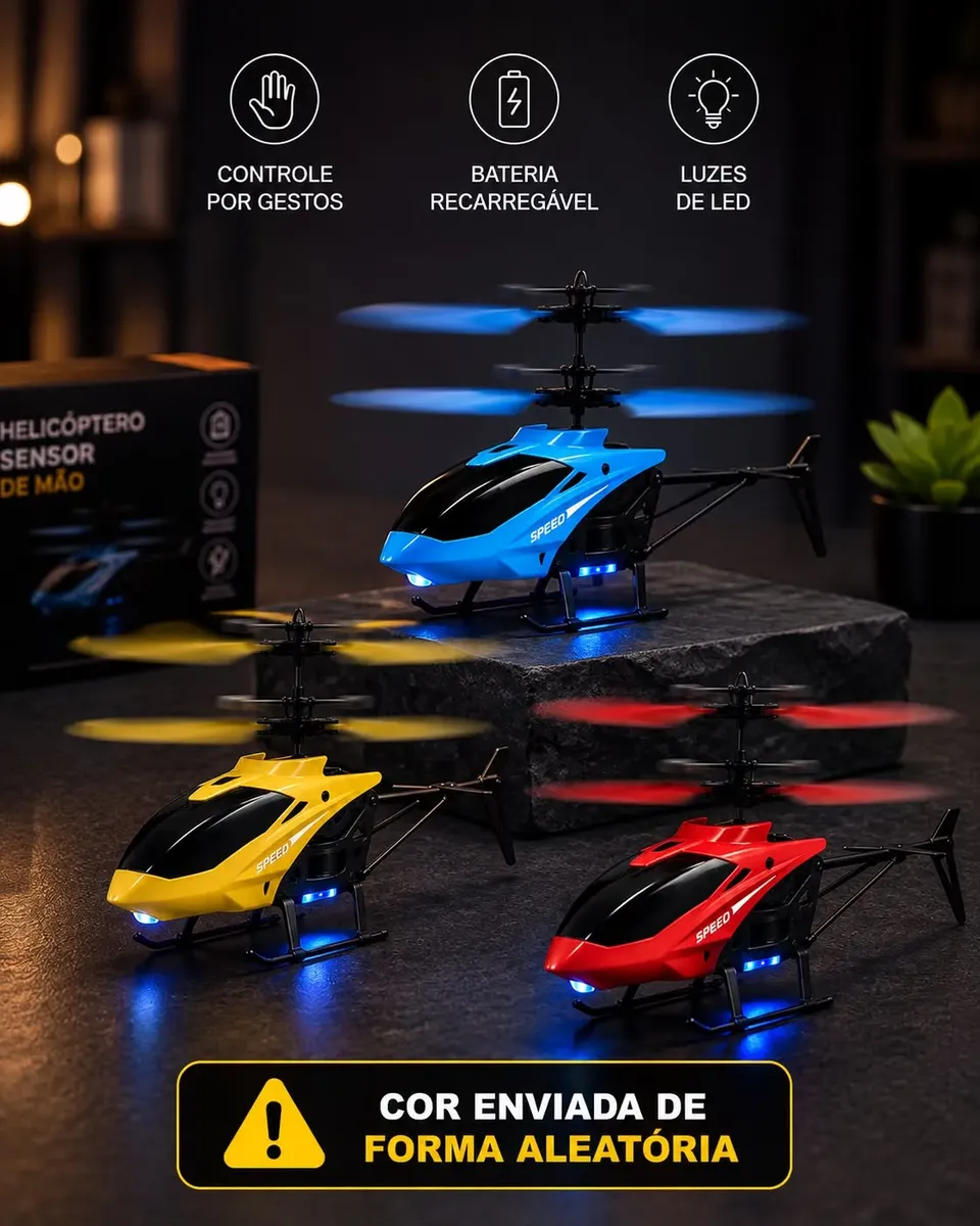 Mini Helicóptero Voador C/ Sensor De Mão Drone Recarregável