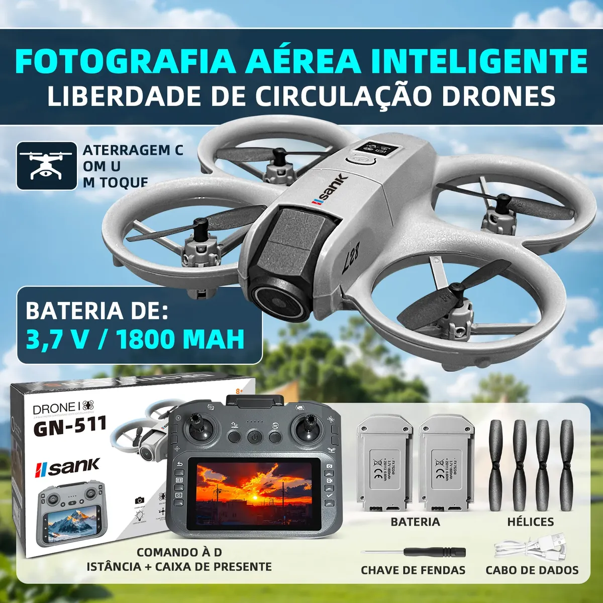 Drone Brushless C/camera Hd 4k 2 Baterias Ecrã De 4,5'' L28s