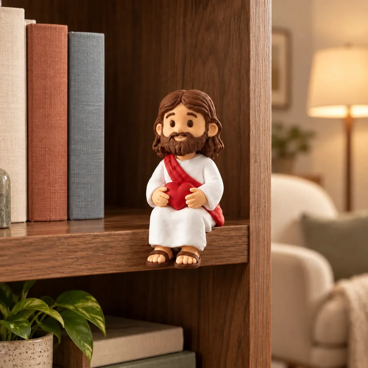 Mini Estatua Jesus Cristo Enfeite Decorativo para Prateleira Estantes 5cm.