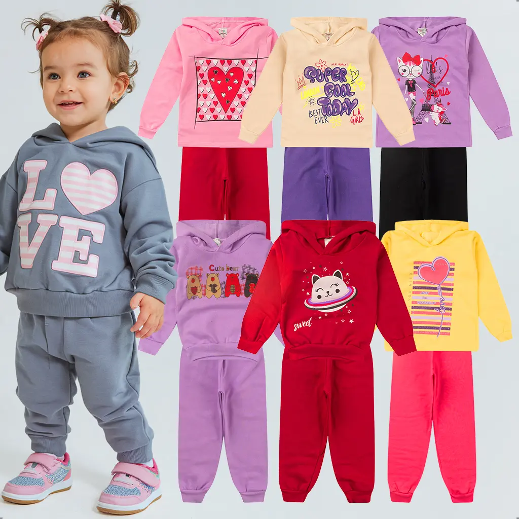 Lote 06 Peças Com Capuz Conjunto Moletom Infantil Meninas Menos de R$10,00 cada peça