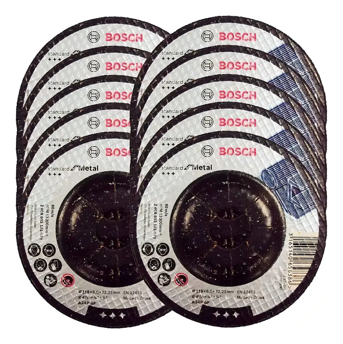 Disco Desbaste Metal 4.1/2 X 1/4 Pol Standard 10 Peças Bosch Cor Preto