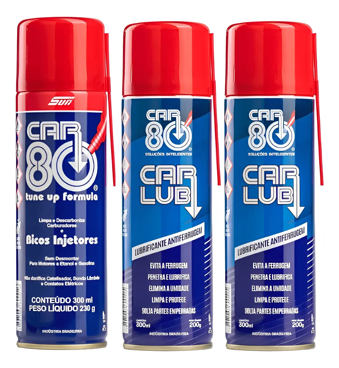 Kit Car80 1 Descarbonizante + 2 Desengripante Carlub