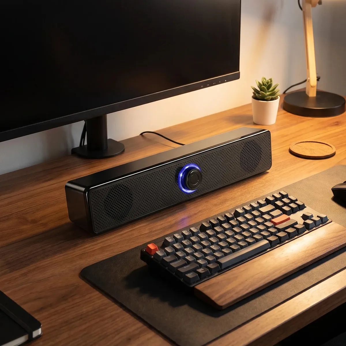 Caixa De Som Gamer Soundbar Para Computador Pc Notebook TV Amplificador Alto Falante Usb Led RGB Cor Preto