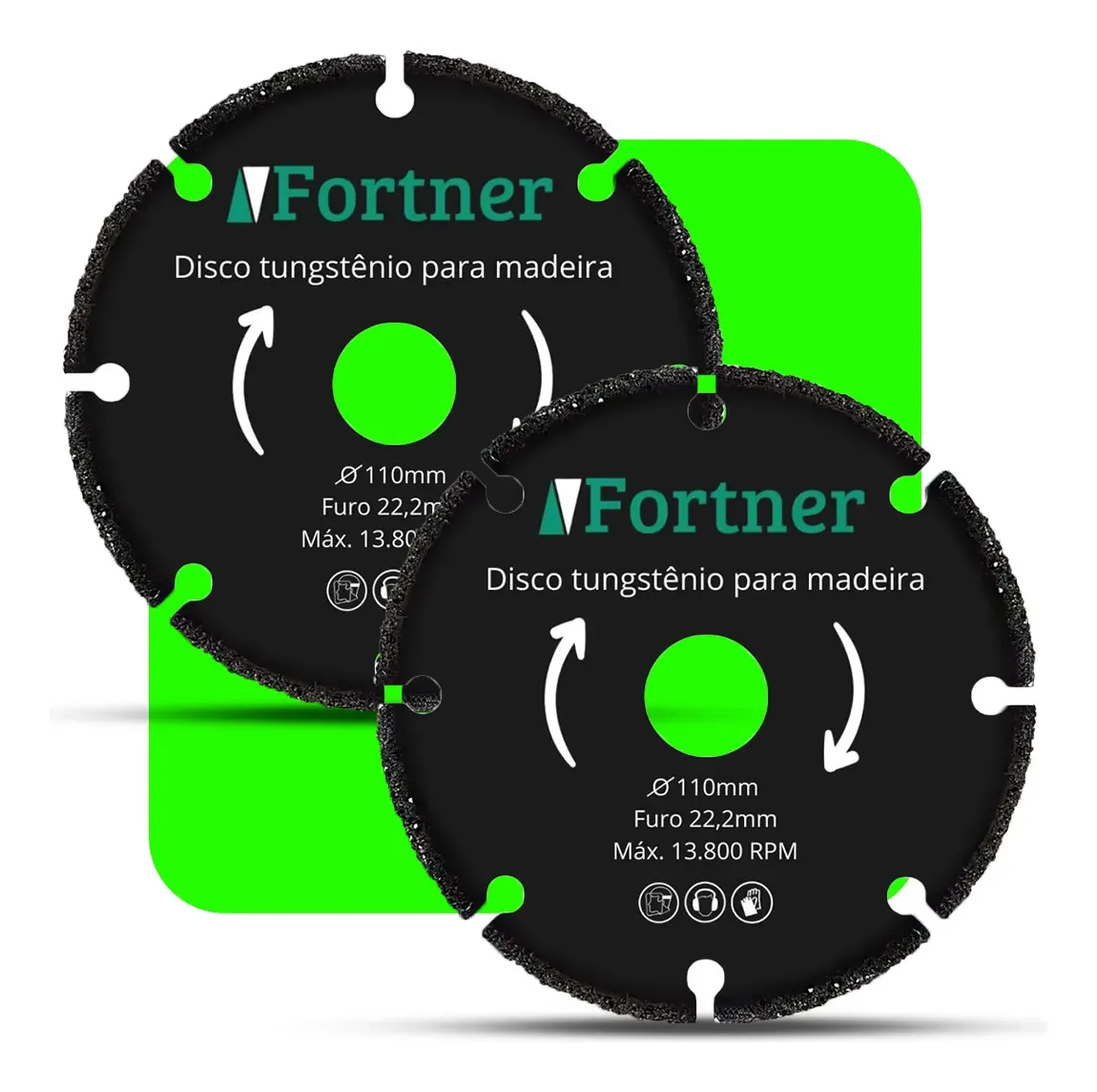 Disco de Corte Carboneto de Tungstênio para Madeira 110mm Fortner – Kit com 2