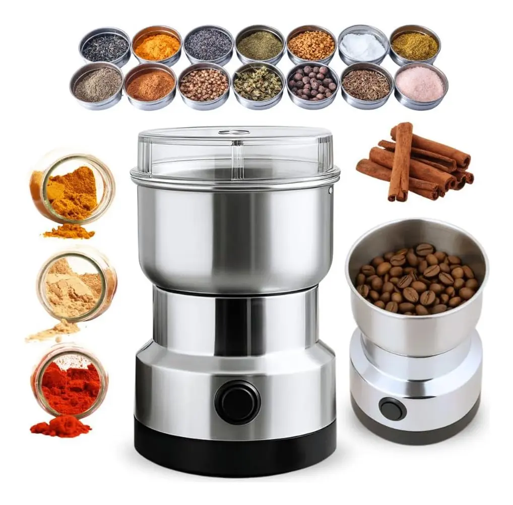 Moedor de Café Elétrico Multifuncional Inox. Moe também Grãos e Temperos